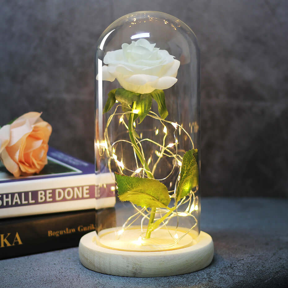 Christmas Decoration Rose Flower in Glass LED Light