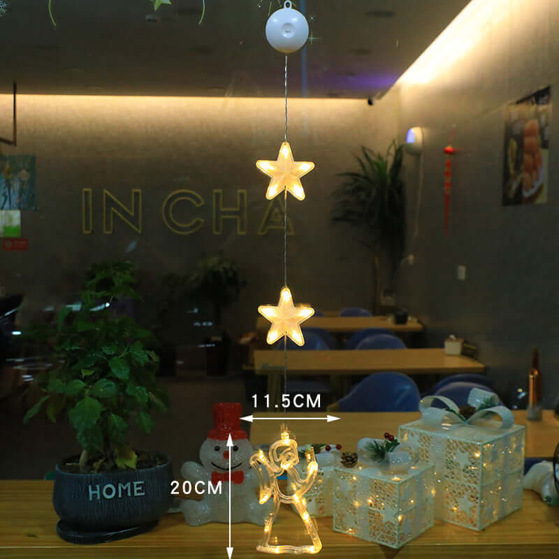 Christmas 3pcs LED Light Star Tree Hanging Sucker Lamp Wind