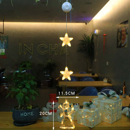 Christmas 3pcs LED Light Star Tree Hanging Sucker Lamp Wind
