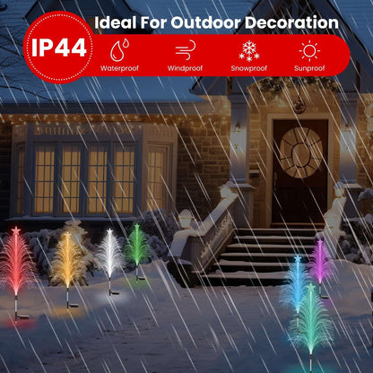 4Pack 7 Color Changing Solar Christmas Tree Lights Outdoor 