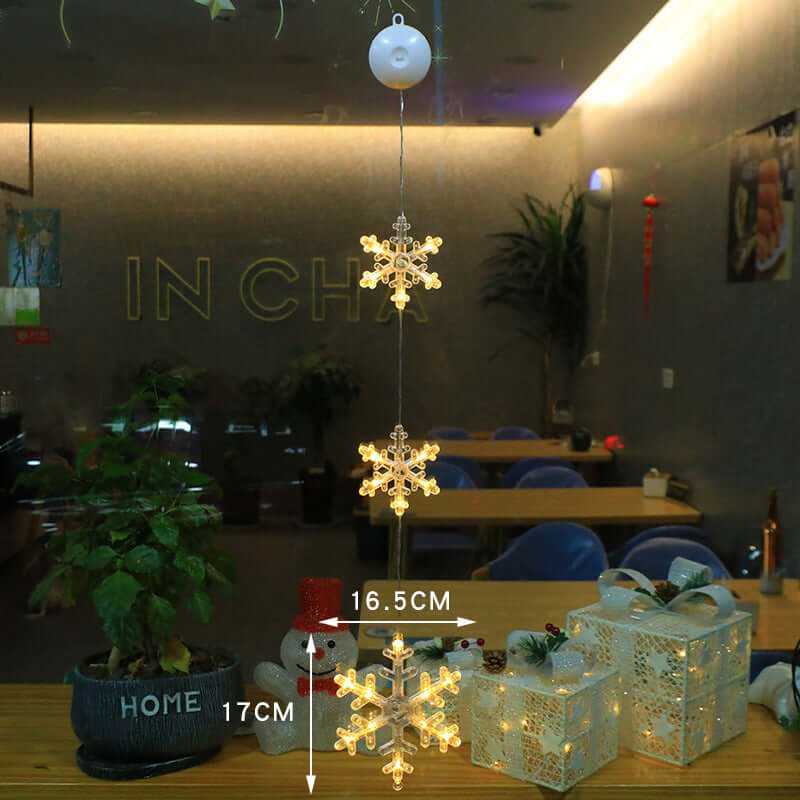 Christmas 3pcs LED Light Star Tree Hanging Sucker Lamp Wind