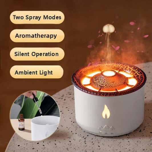 Volcano Flame Diffuser  Essential Oil Humidifier & LED