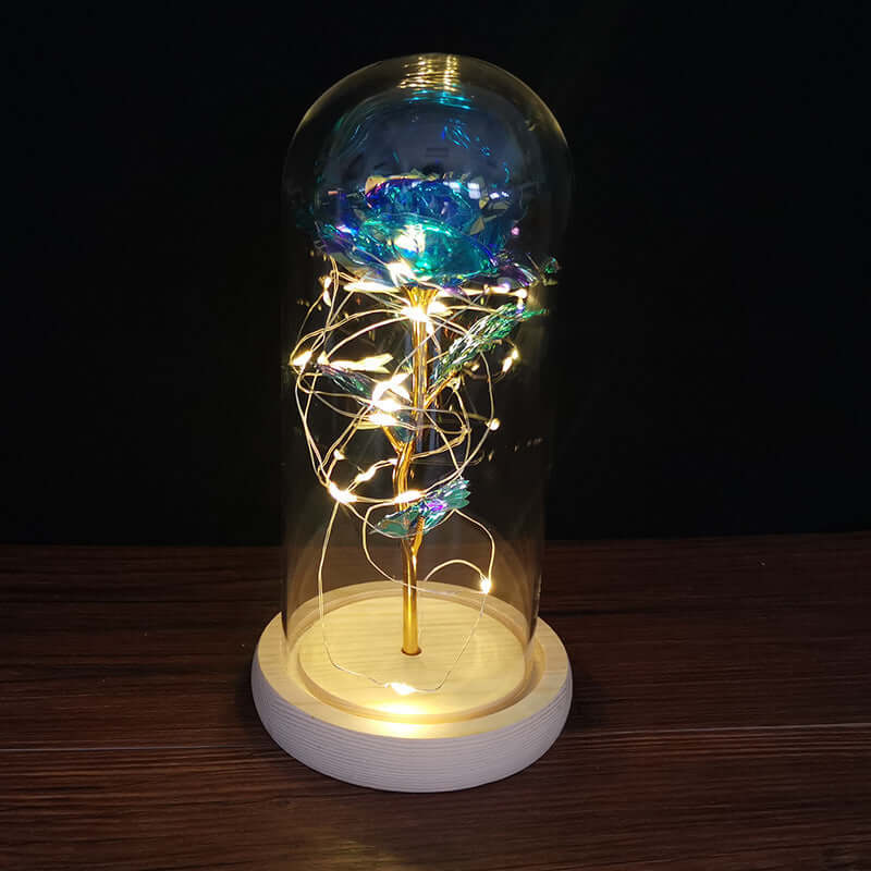  Christmas Decoration Rose Flower in Glass LED Light