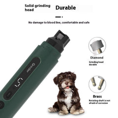 Electric dog nail grinder with solid grinding head, safe for pets, featuring durable diamond and brass components.