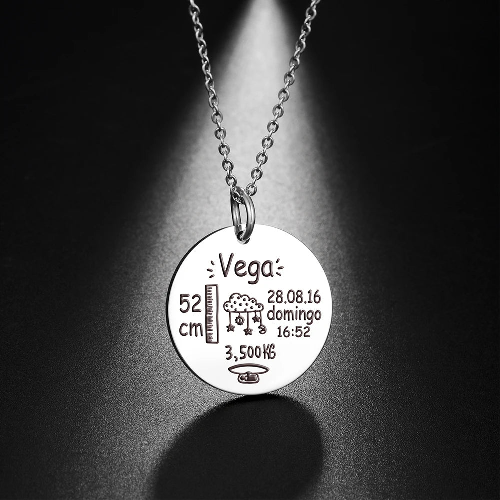 Personalized Necklace Custom Baby Name Child Kid Birth Gift For Women New Born Mother Father Day Mom Dad Stainless Steel Jewelry