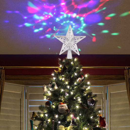Christmas Tree Top Light Star Snowflake Shape LED Laser 