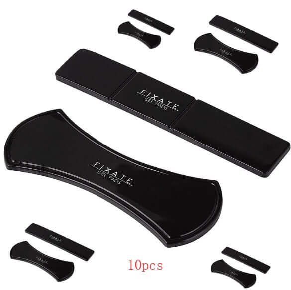 Multifunctional black gel pads set with 10 pieces for versatile phone holding and mounting on various surfaces.