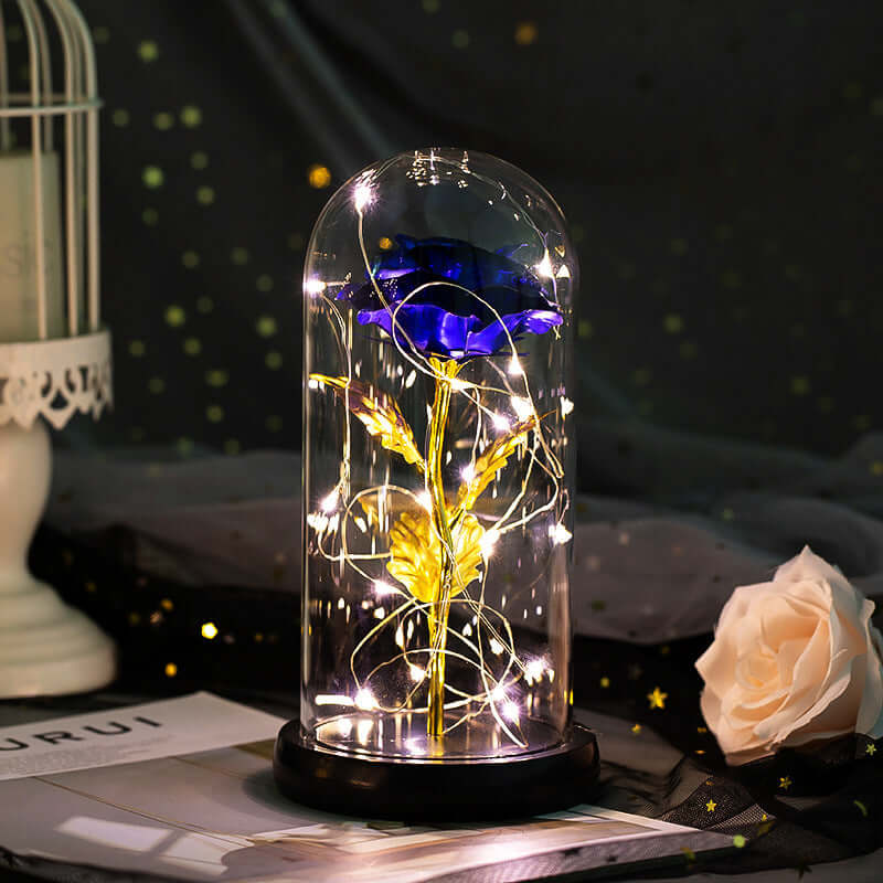  Christmas Decoration Rose Flower in Glass LED Light