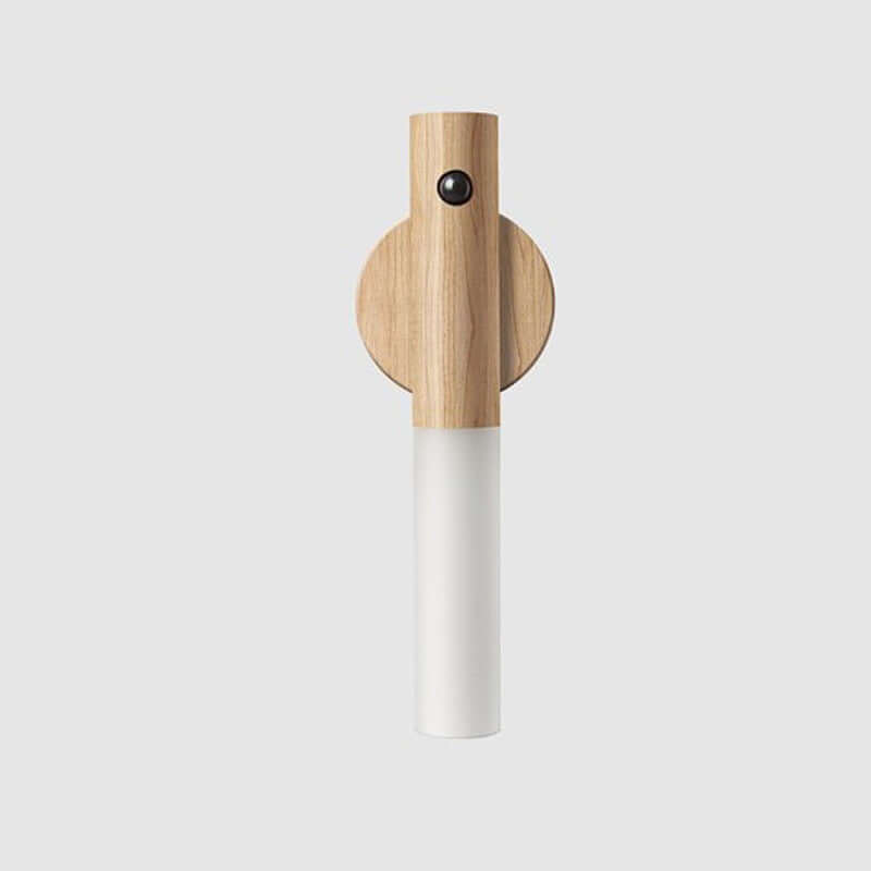 Auto LED USB magnetic wood wireless night light with soft illumination and simple design.