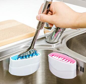 3pcs Kitchen Cleaning Brush Suction Cup for Chopsticks Forks