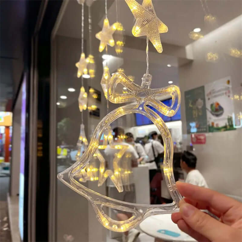 Christmas 3pcs LED Light Star Tree Hanging Sucker Lamp Wind