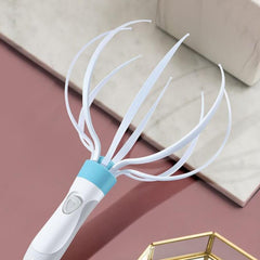 Electric scalp massager with eight flexible claws for relaxation and hair growth stimulation.