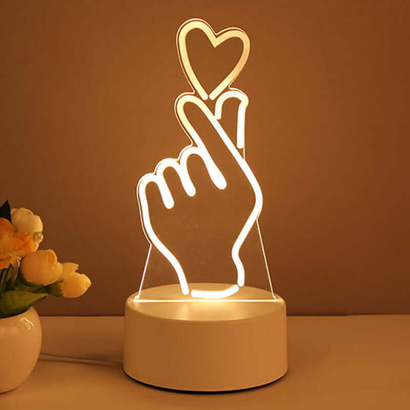 3D Acrylic LED Night Lamp – Neon Sign for Room Decor