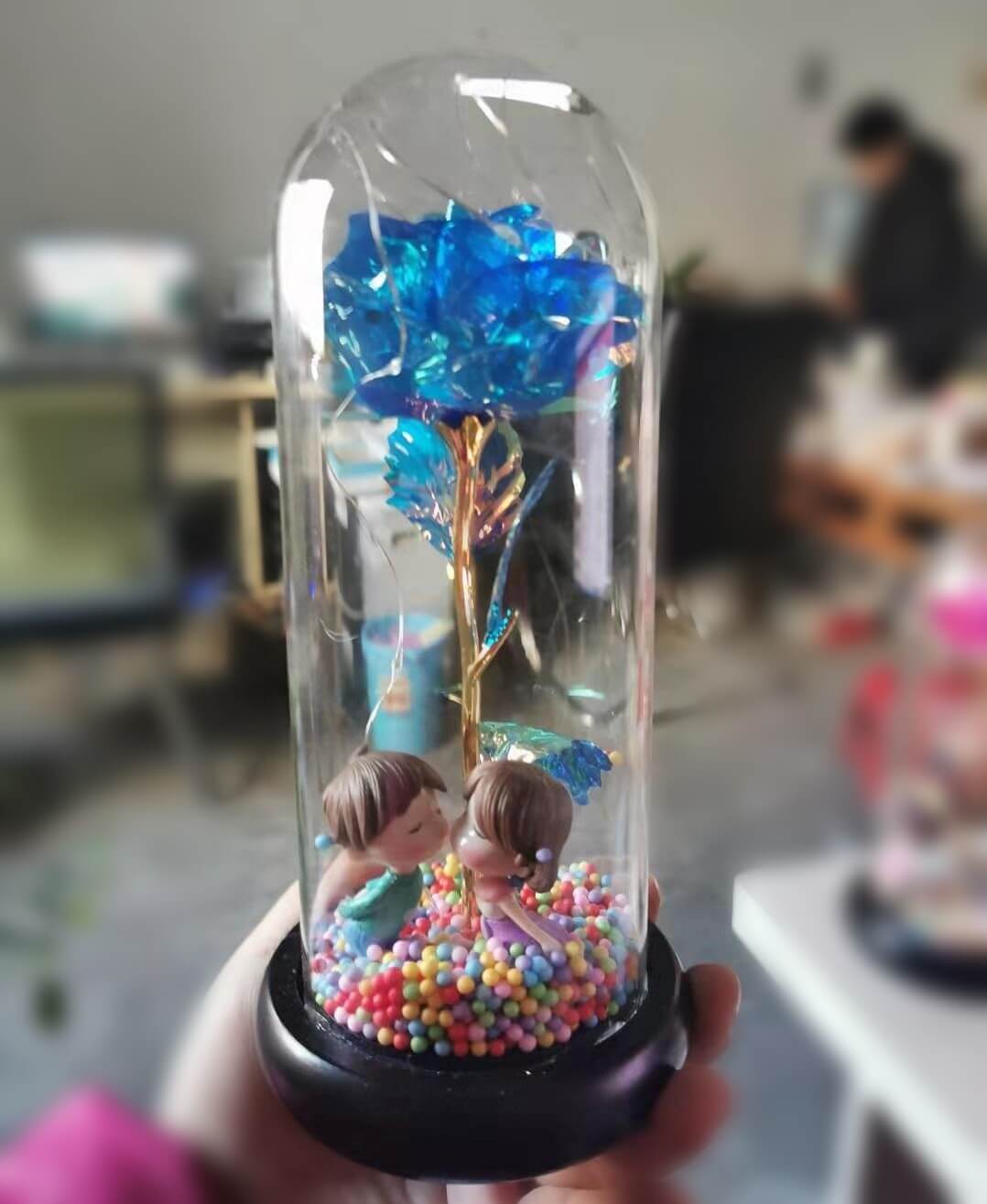  Christmas Decoration Rose Flower in Glass LED Light