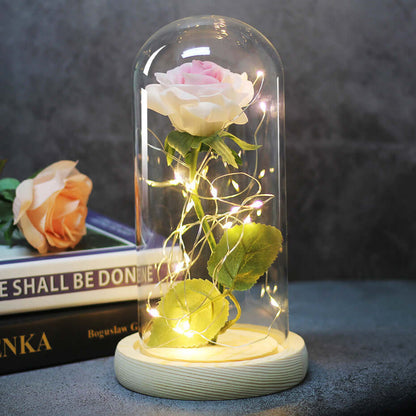  Christmas Decoration Rose Flower in Glass LED Light