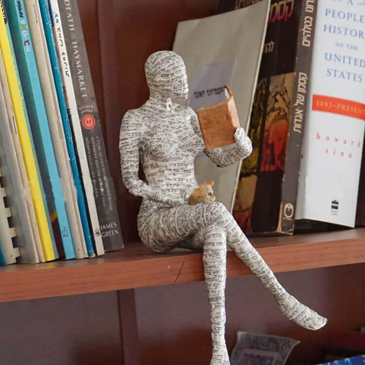 Home Decor Reading Woman Thinker Resin Statue - Elegant 