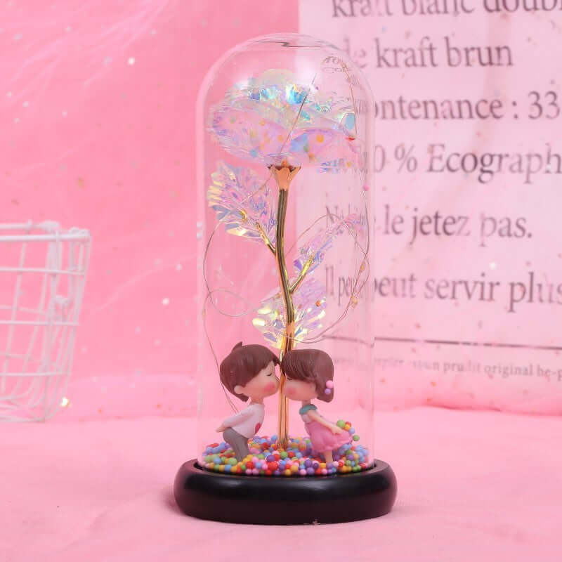  Christmas Decoration Rose Flower in Glass LED Light