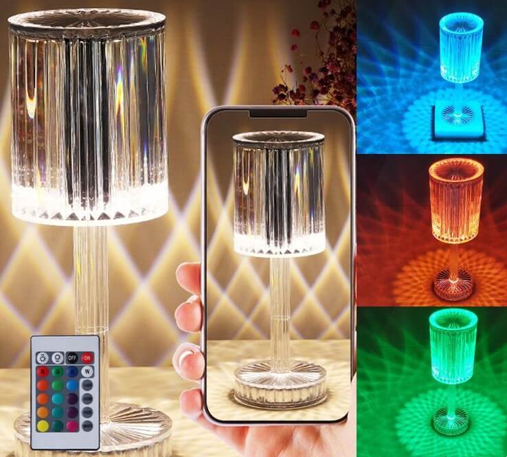 Crystal Table Lamp Romantic LED Warm Light for Home Decor