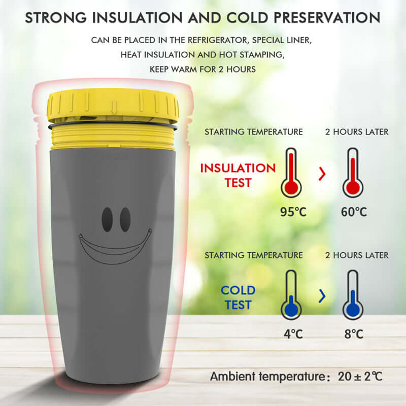 Stay hydrated with this portable tumbler cup. Double-wall insulation keeps drinks hot or cold. Great for kids and adults on the go.