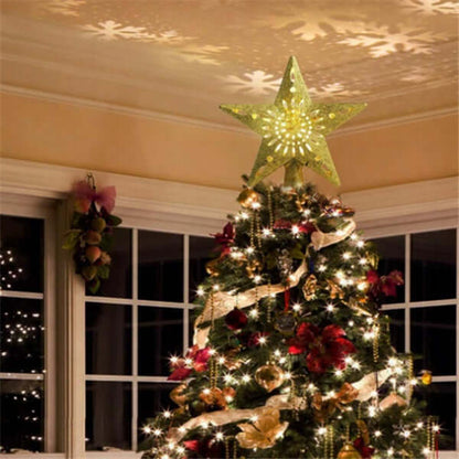 Christmas Tree Top Light Star Snowflake Shape LED Laser 