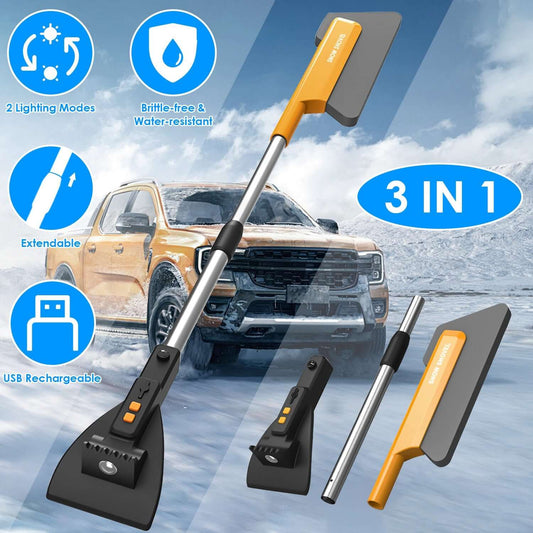 Car Snow Removal Shovel with Light 3 in 1 Tool  