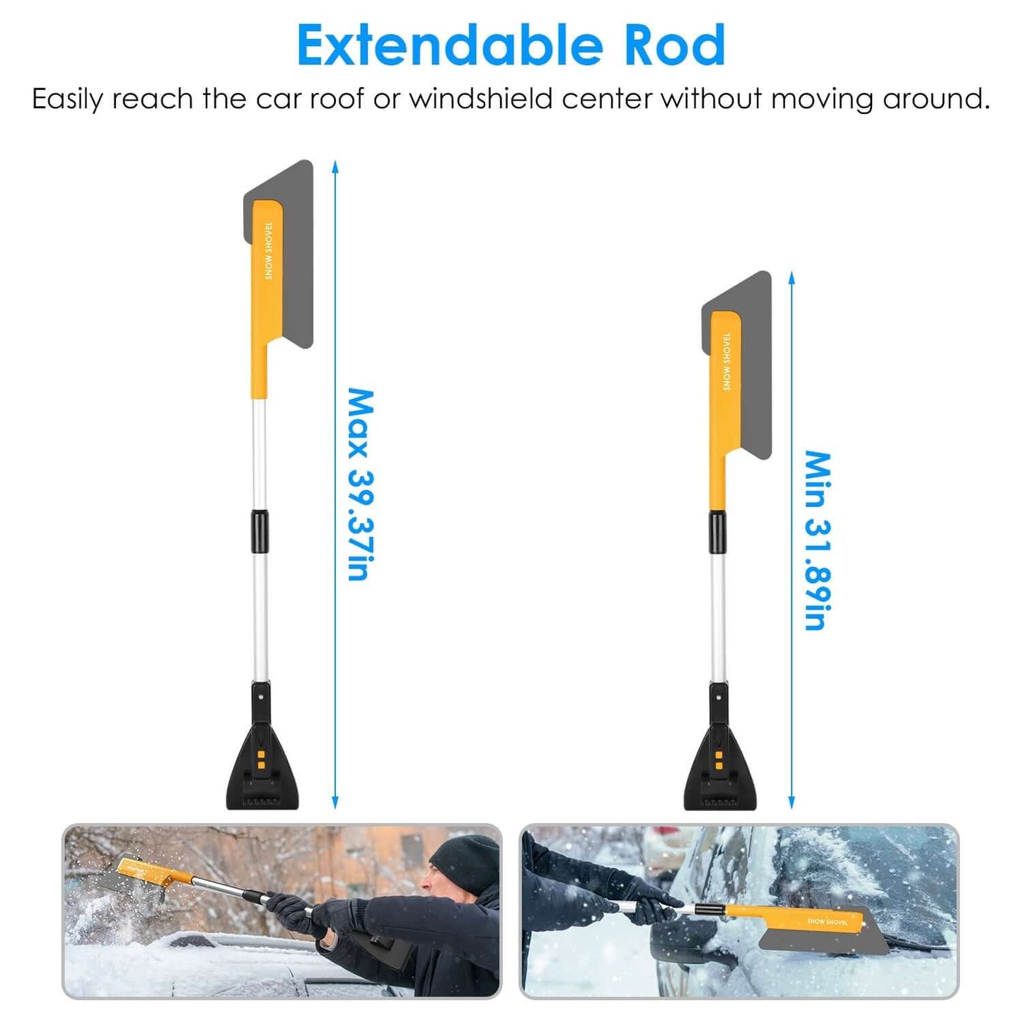 Car Snow Removal Shovel with Light 3 in 1 Tool  