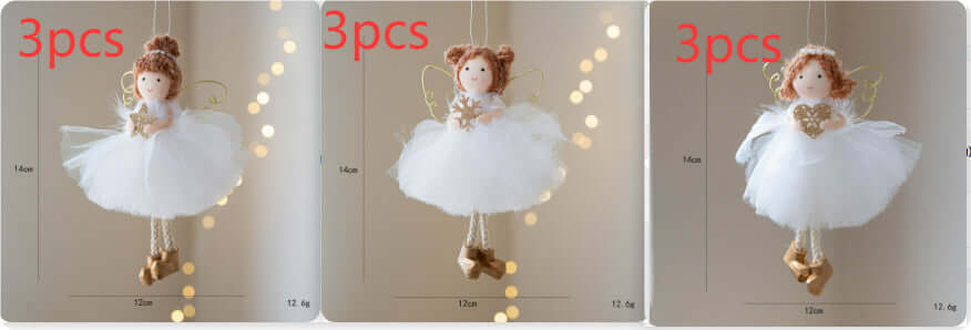 Christmas White Tulle Skirt Golden Wings Angel Girl Pendant