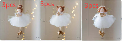 Christmas White Tulle Skirt Golden Wings Angel Girl Pendant