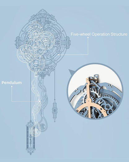 Robotime ROKR 3D Wooden Puzzle Wall Clock for Kids