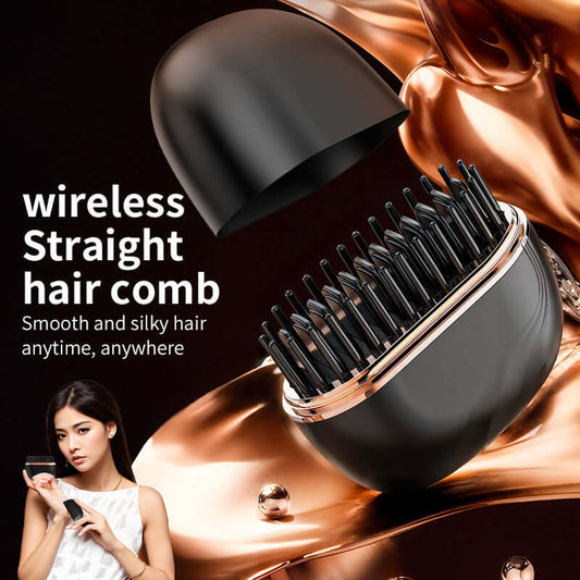 Mini Hair Straightening Comb Wireless Charging Portable 