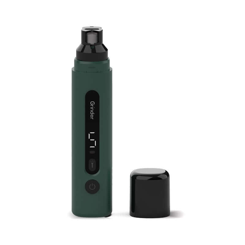 Electric dog nail grinder with adjustable speed settings and protective cap for safe pet grooming.