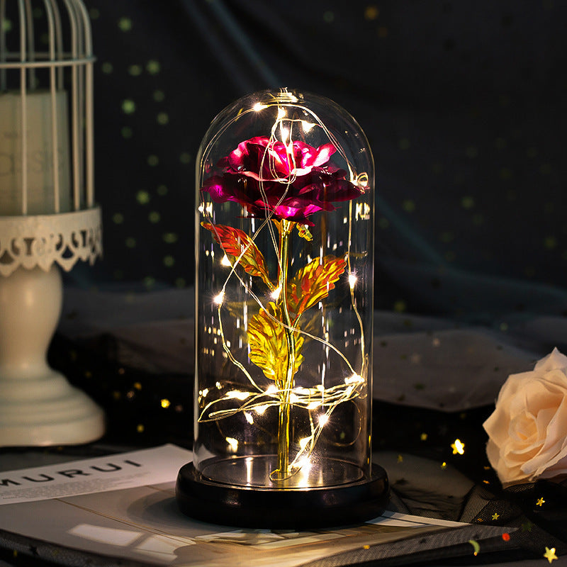 Enchanted Forever Rose Flower in Glass with LED Light