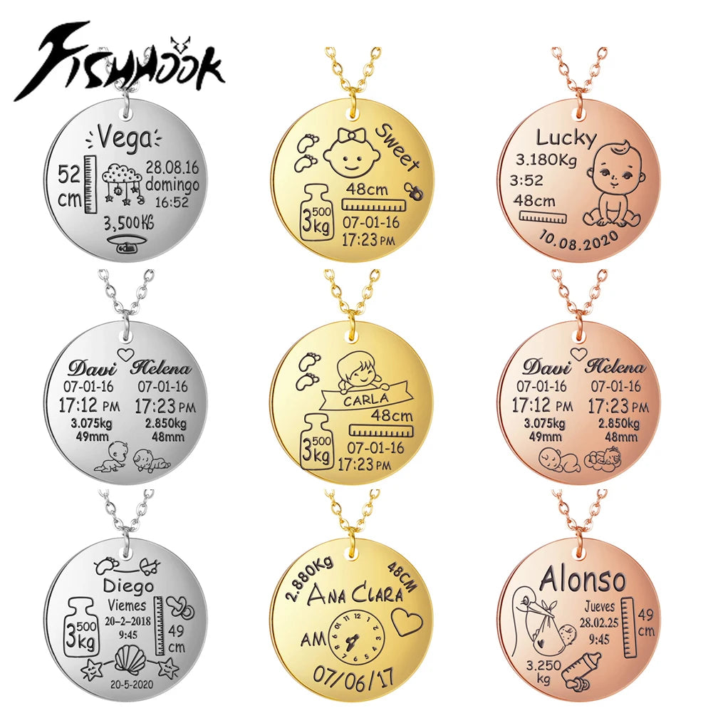 Personalized Necklace Custom Baby Name Child Kid Birth Gift For Women New Born Mother Father Day Mom Dad Stainless Steel Jewelry