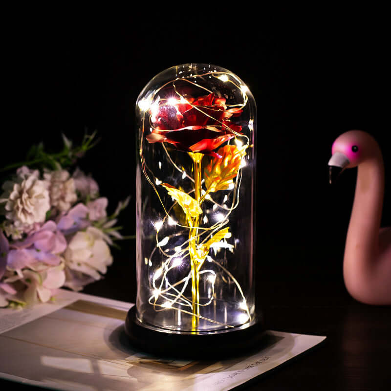  Christmas Decoration Rose Flower in Glass LED Light