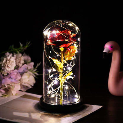  Christmas Decoration Rose Flower in Glass LED Light