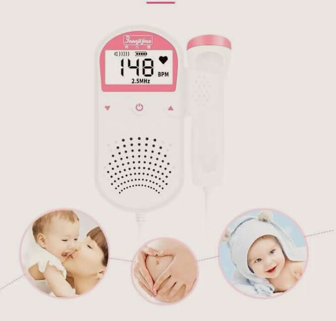 Fetal heartbeat monitor with 2.5MHz probe and LCD display for home use
