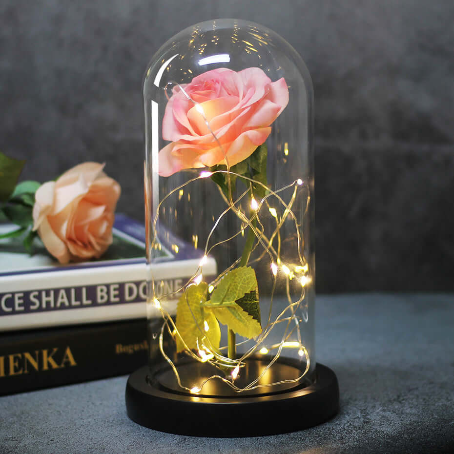  Christmas Decoration Rose Flower in Glass LED Light