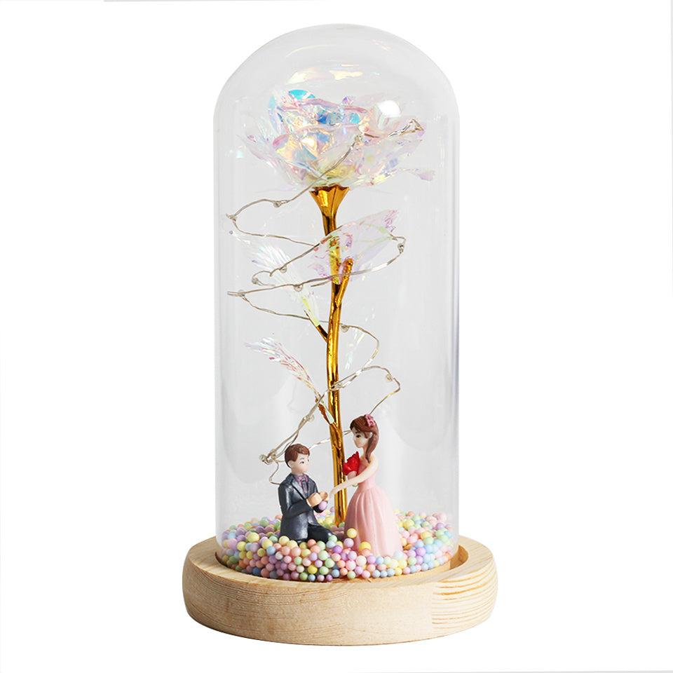 Enchanted Forever Rose Flower in Glass with LED Light
