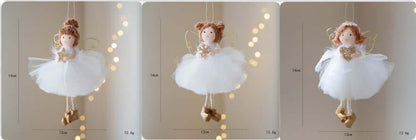 Christmas White Tulle Skirt Golden Wings Angel Girl Pendant