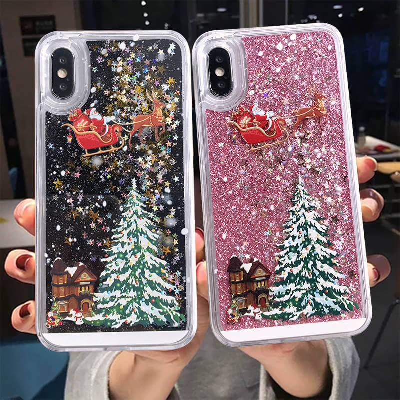 Mobile Cover Santa Claus Christmas Tree Quicksand Shell