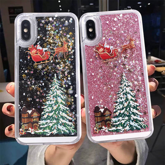 Mobile Cover Santa Claus Christmas Tree Quicksand Shell