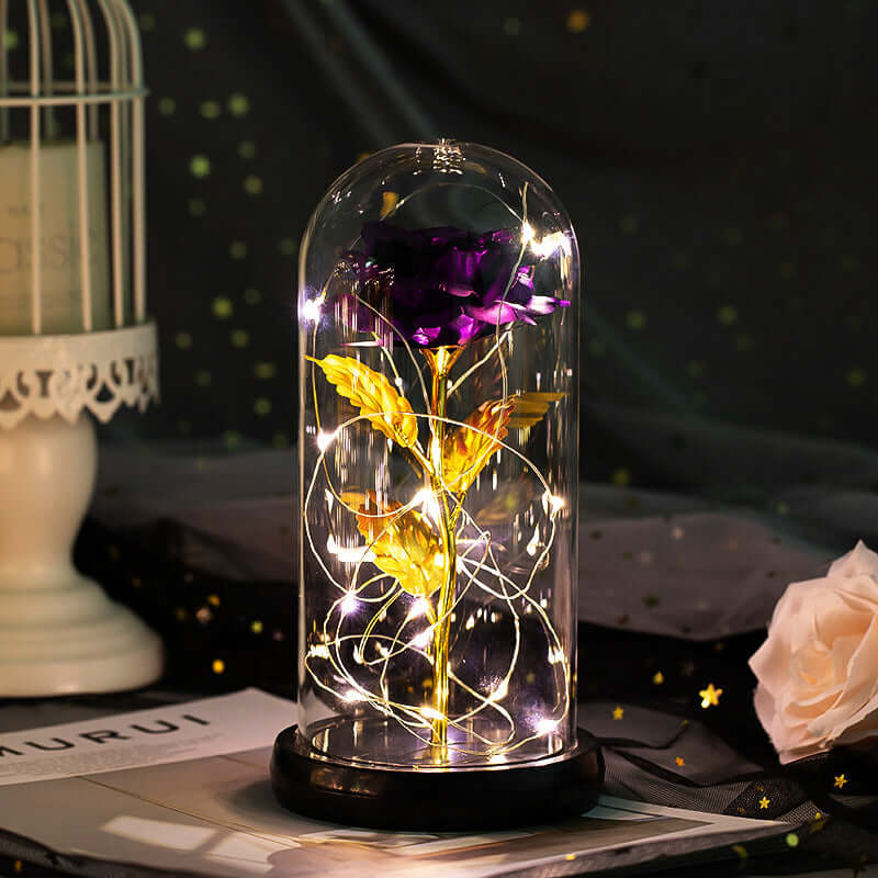  Christmas Decoration Rose Flower in Glass LED Light