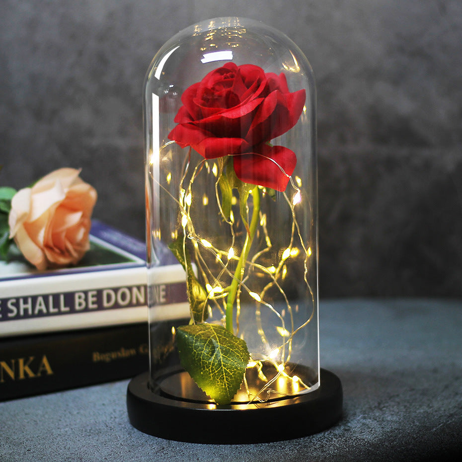 Enchanted Forever Rose Flower in Glass with LED Light