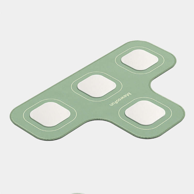 Green pet communication button mat with three recording pads for enhanced pet interaction.