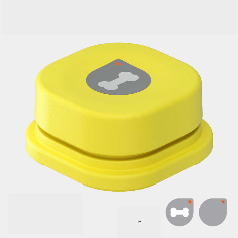 Durable yellow pet communication button for dogs and cats, simple operation for recording messages.