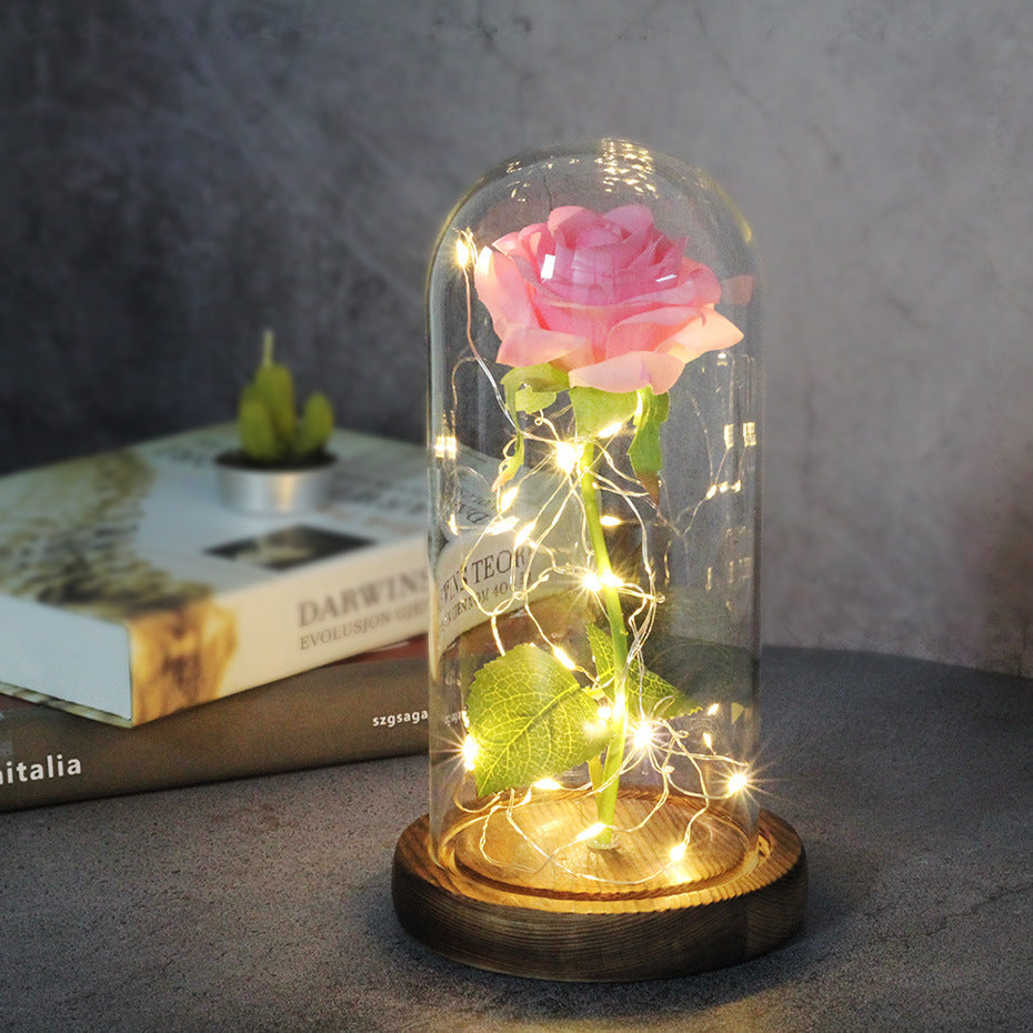 Enchanted Forever Rose Flower in Glass with LED Light