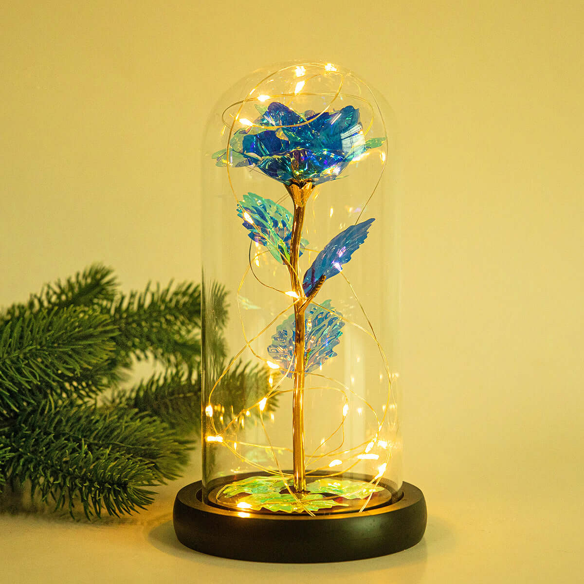  Christmas Decoration Rose Flower in Glass LED Light