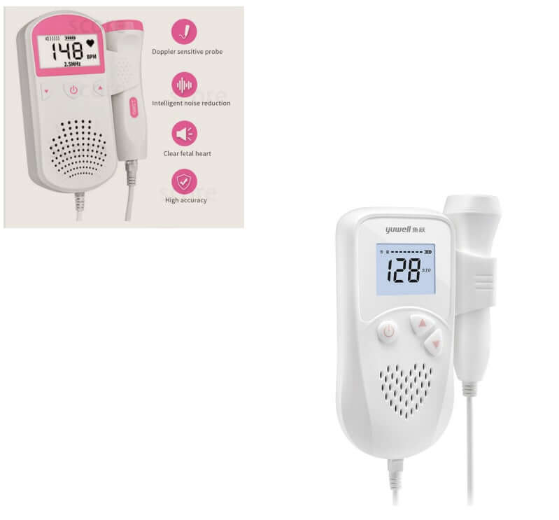Fetal heartbeat monitor with 2.5MHz probe and LCD display for home use