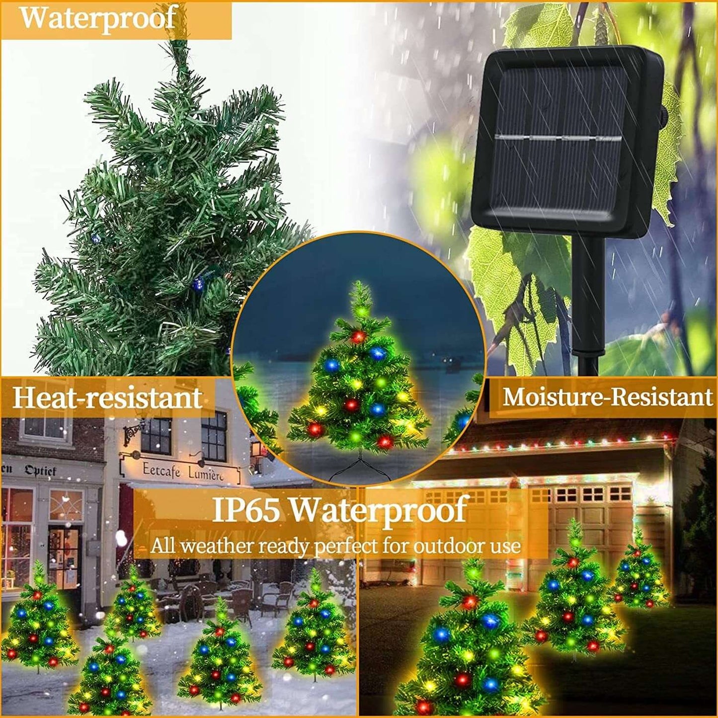 Waterproof solar Christmas lights for backyard
