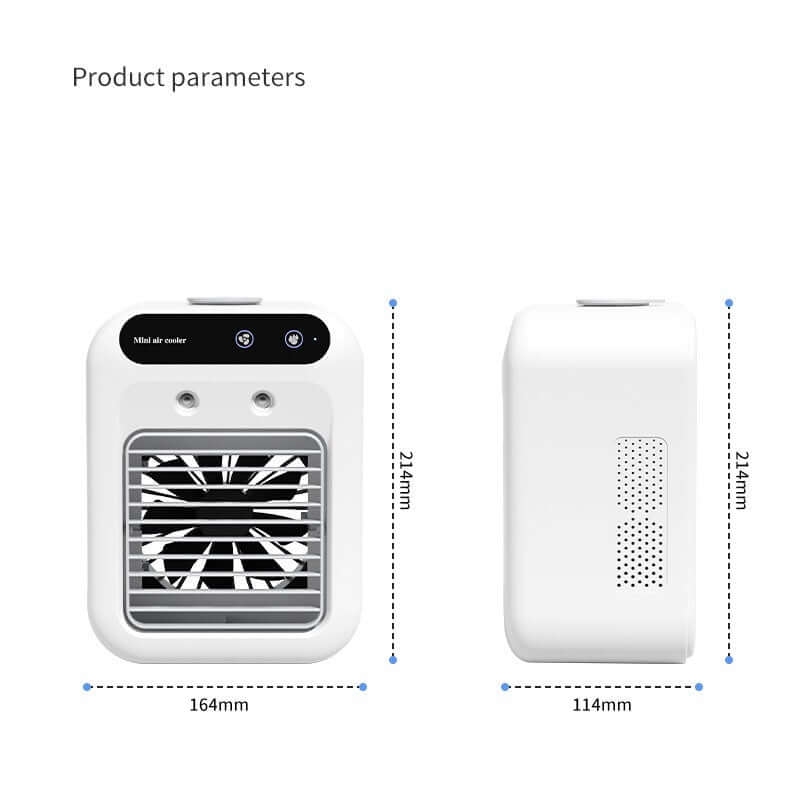 This portable air conditioner cools your space with water fan technology. Ideal for home, office, or car. Lightweight and energy-efficient.